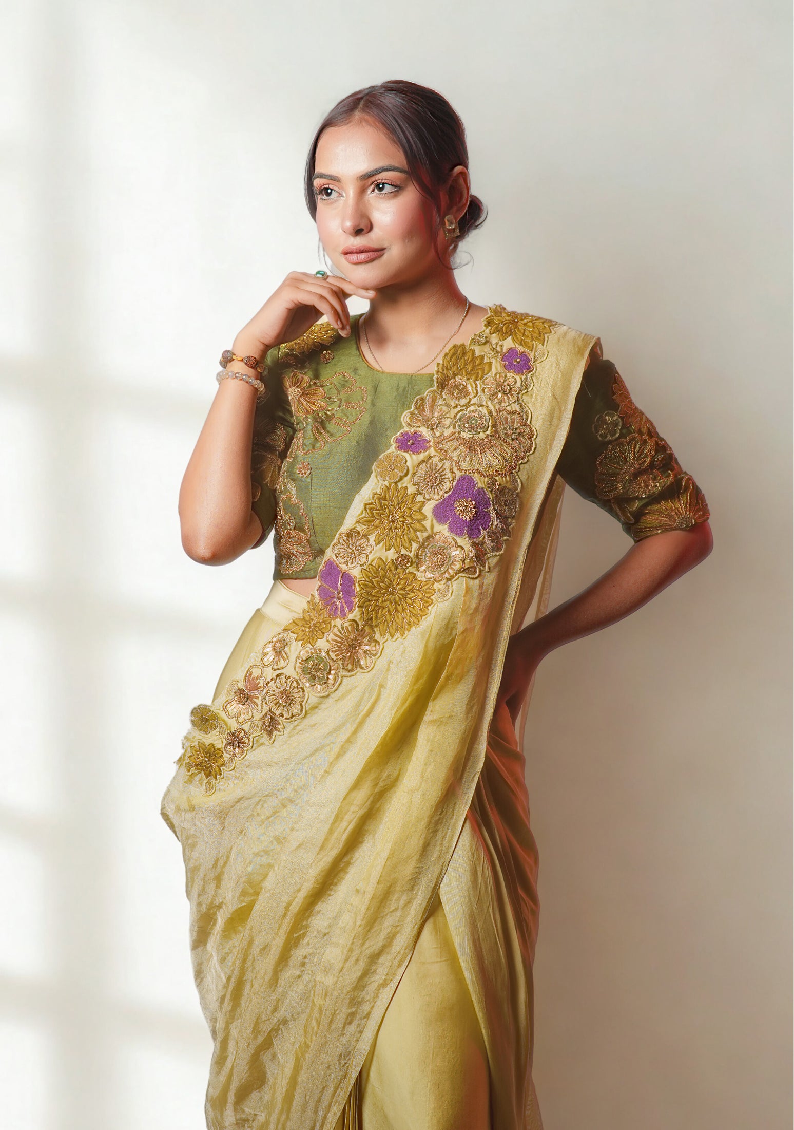 The Celeste Pure Tissue Drape Saree