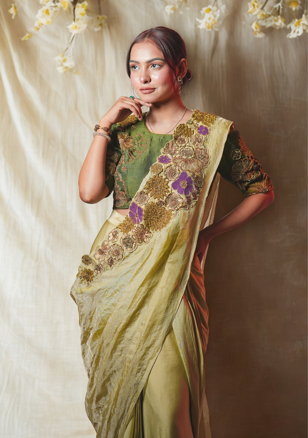 The Celeste Pure Tissue Drape Saree