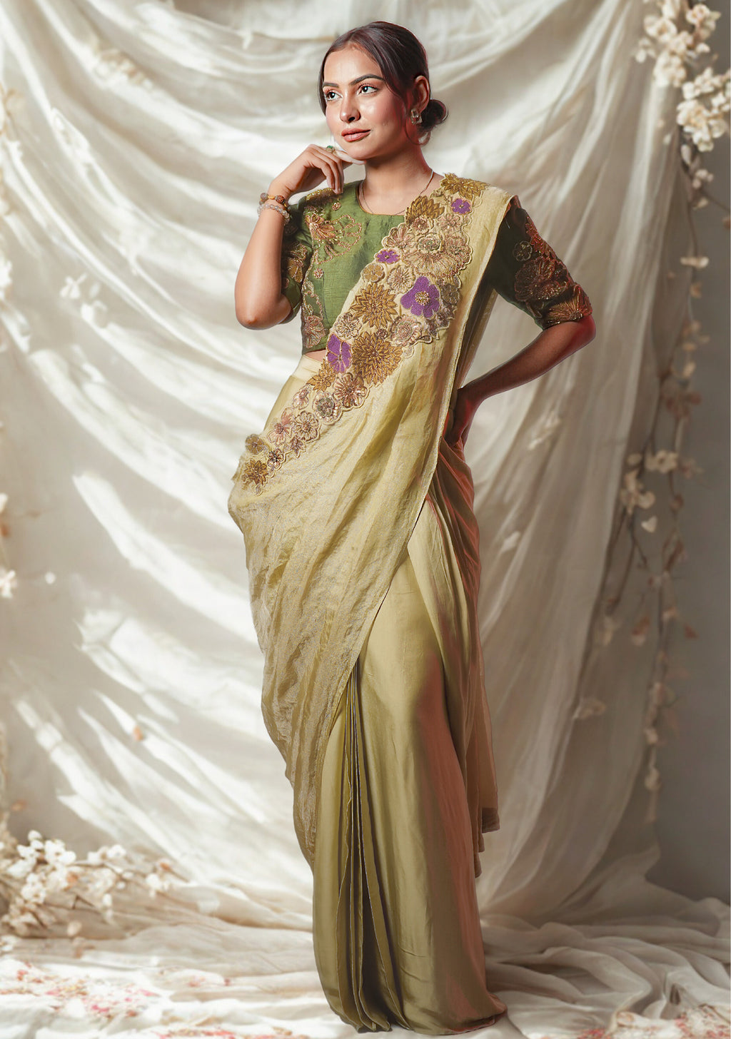 The Celeste Pure Tissue Drape Saree