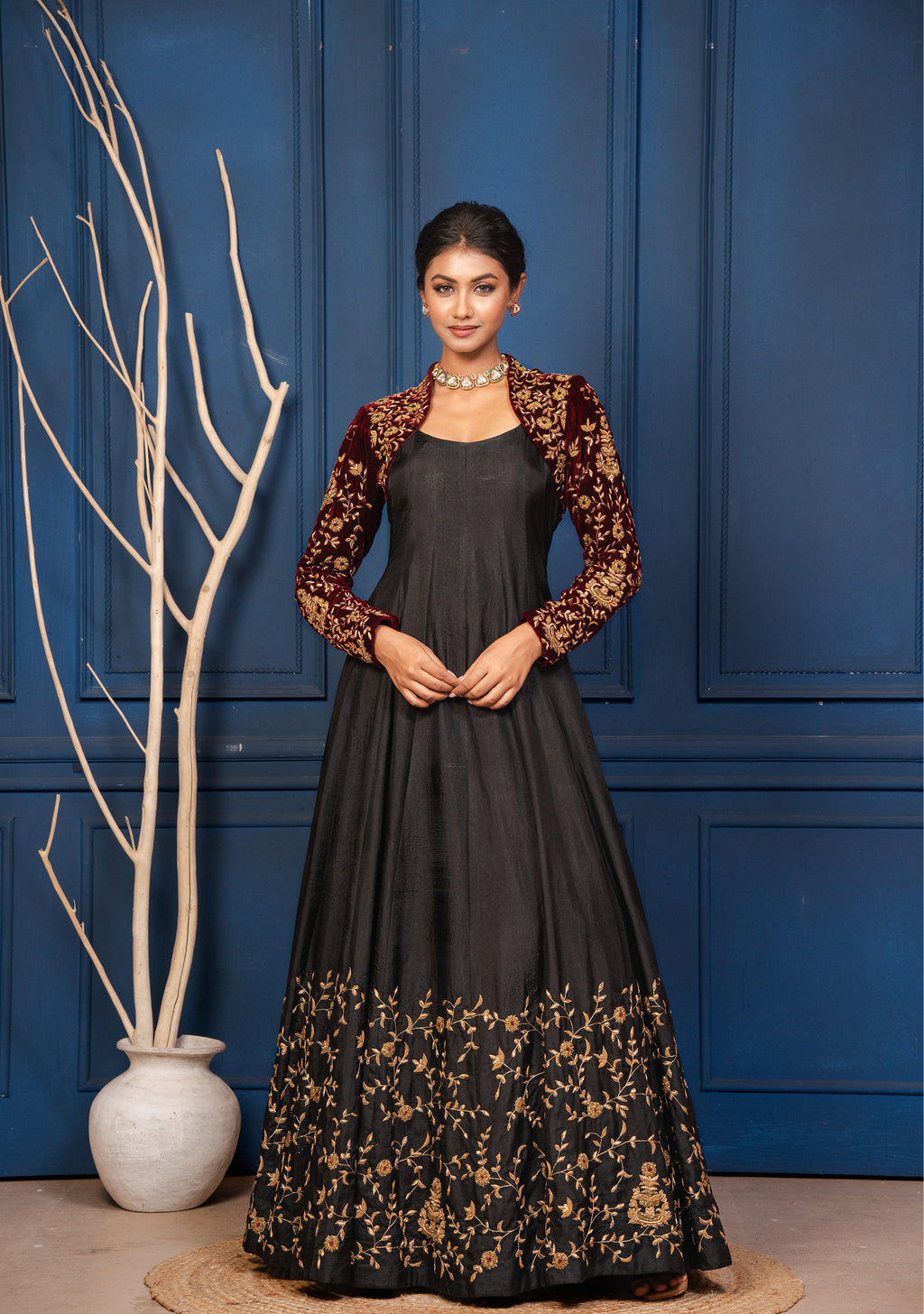 Ruhani Black Silk Gown