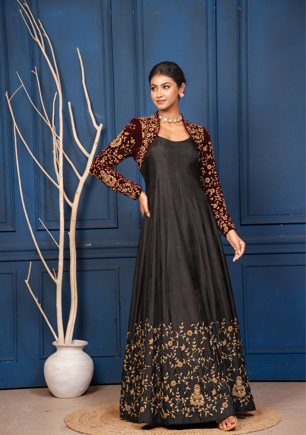 Ruhani Black Silk Gown