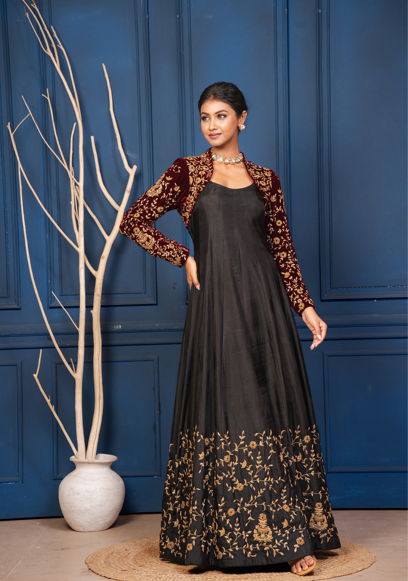 Ruhani Black Silk Gown