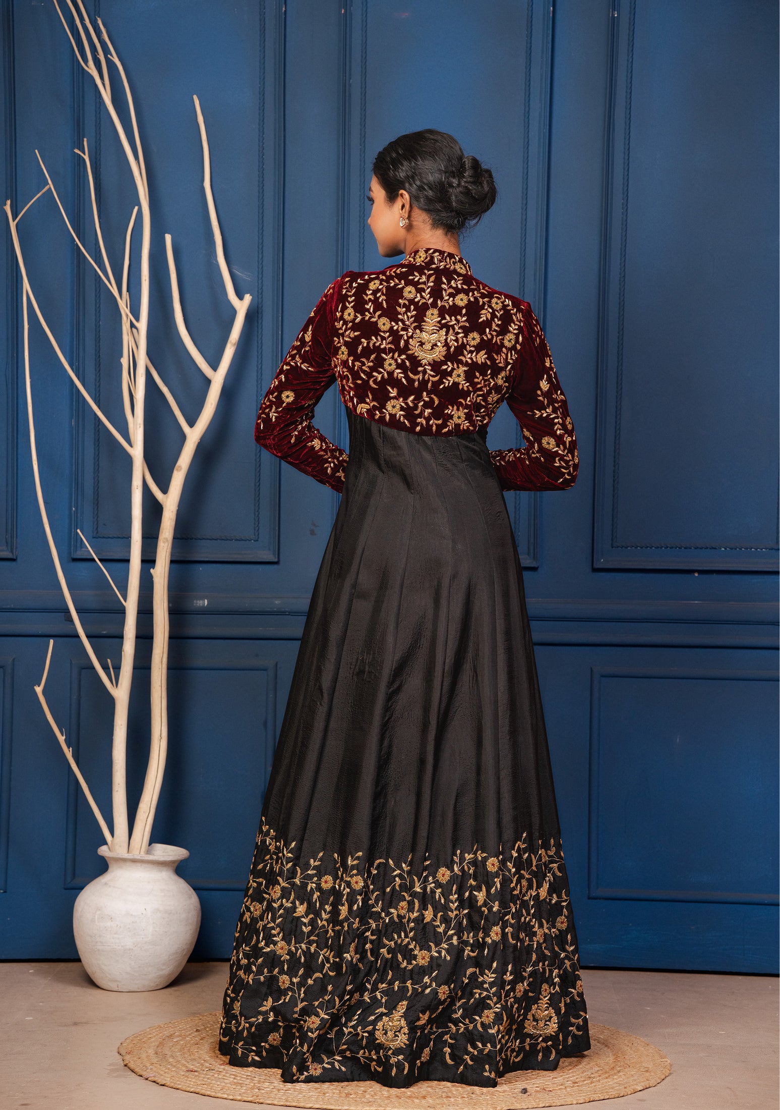 Ruhani Black Silk Gown