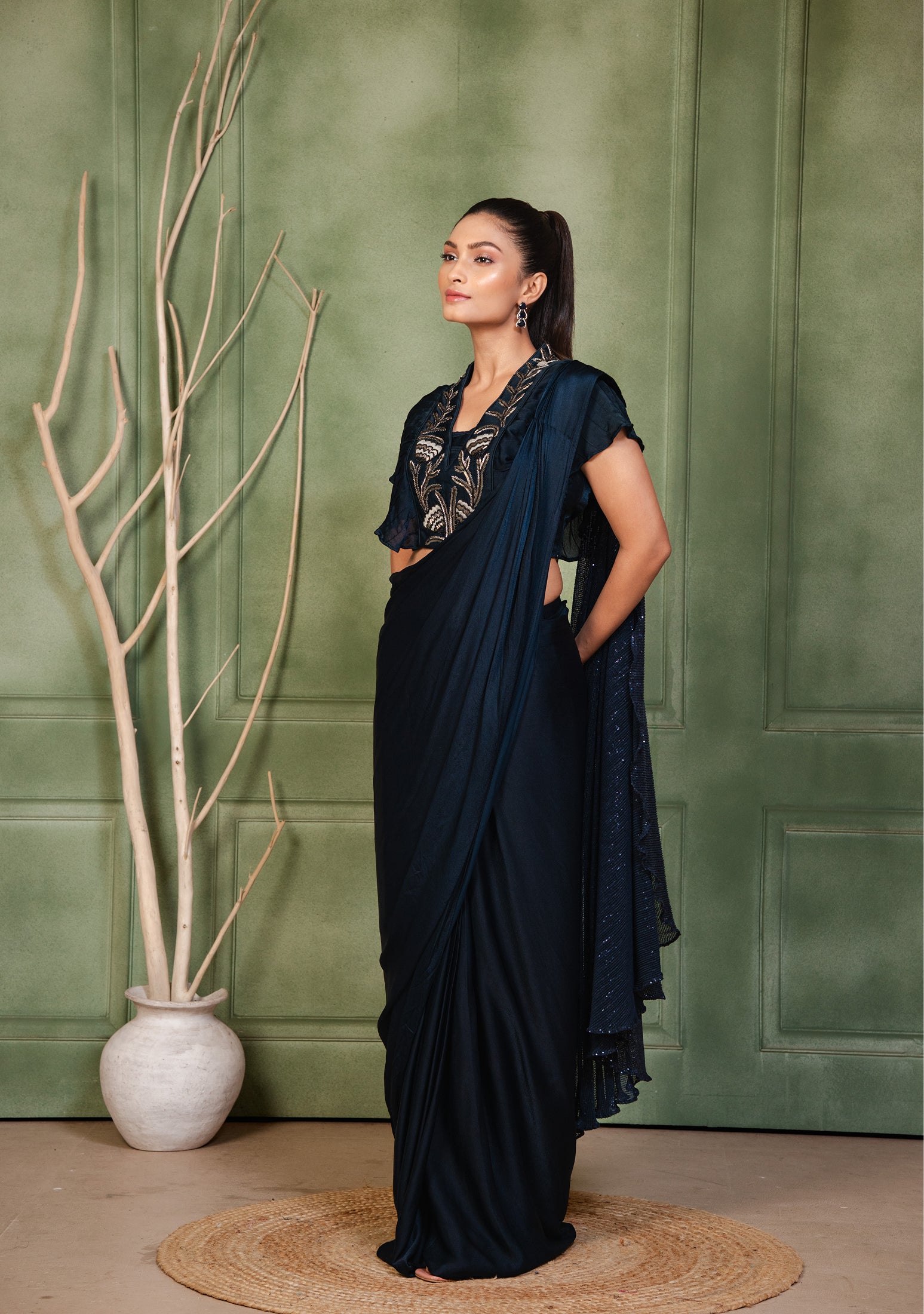 The Midnight Sapphire Drape Saree