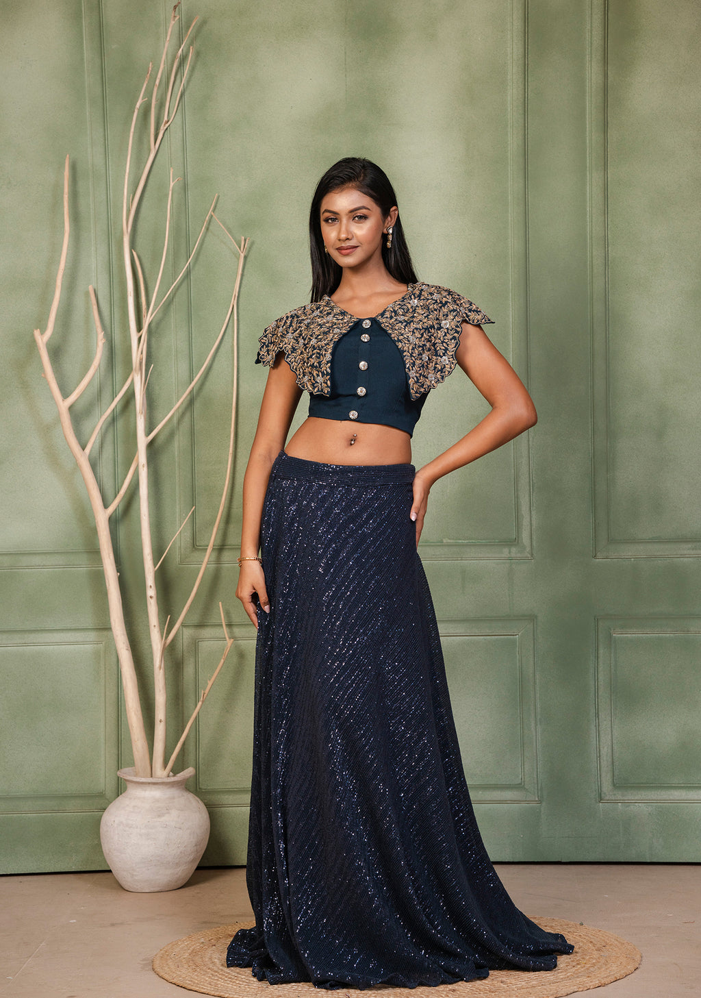 Neelara — The Zardozi Cape Lehenga