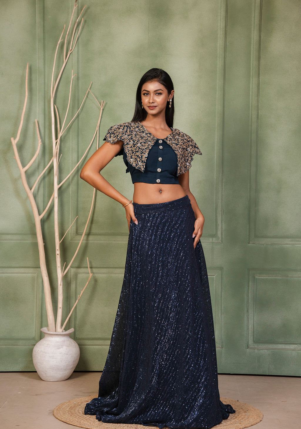 Neelara — The Zardozi Cape Lehenga