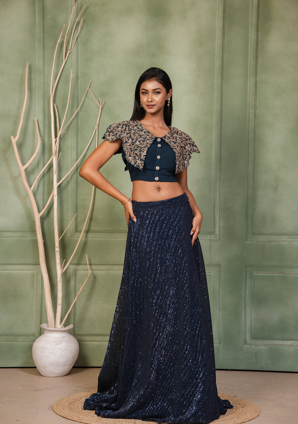 Neelara — The Zardozi Cape Lehenga