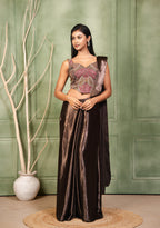 Amaira – The Mocha Shimmer Drape Saree