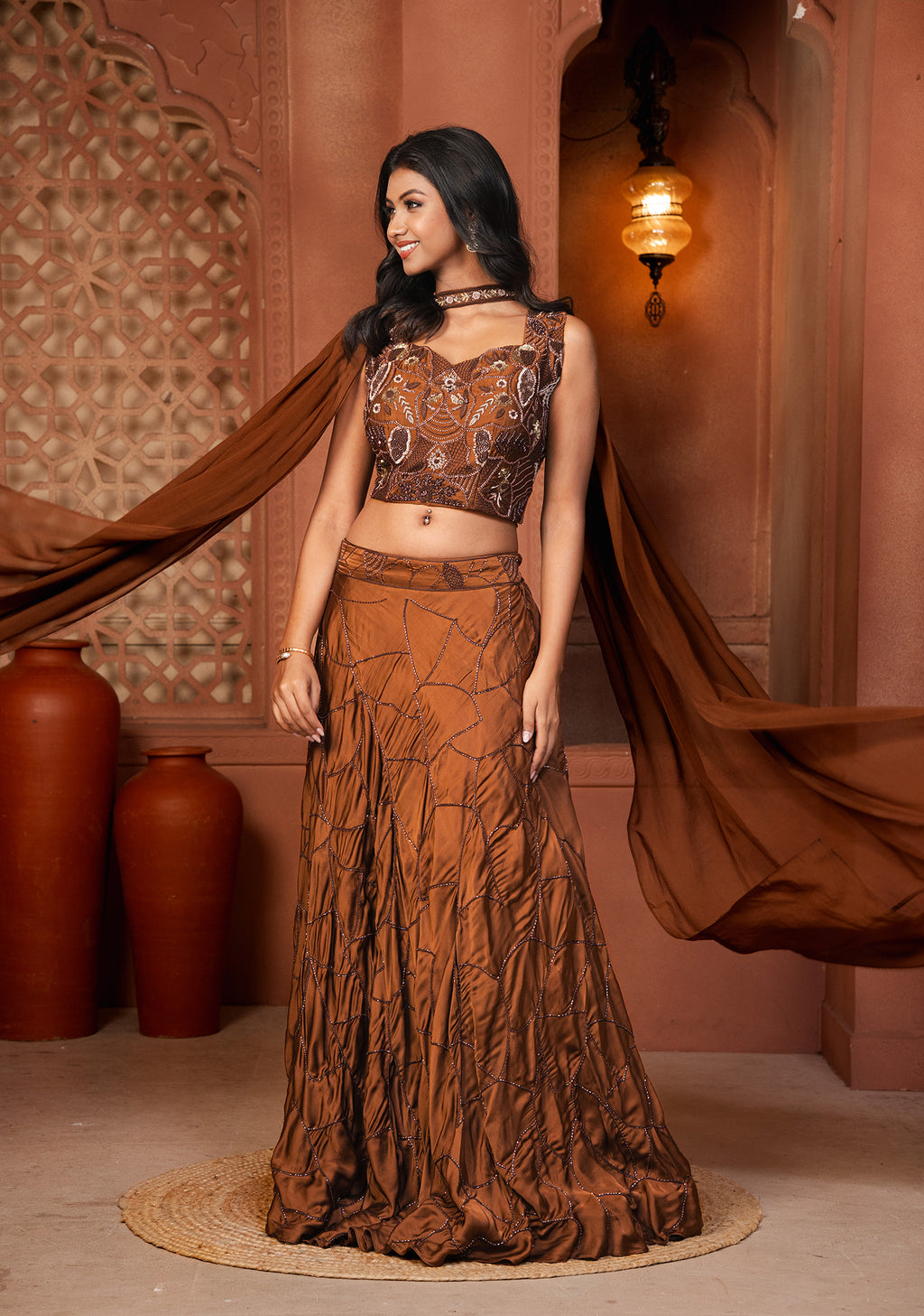 Aurelia – Satin Embroidered Lehenga Set