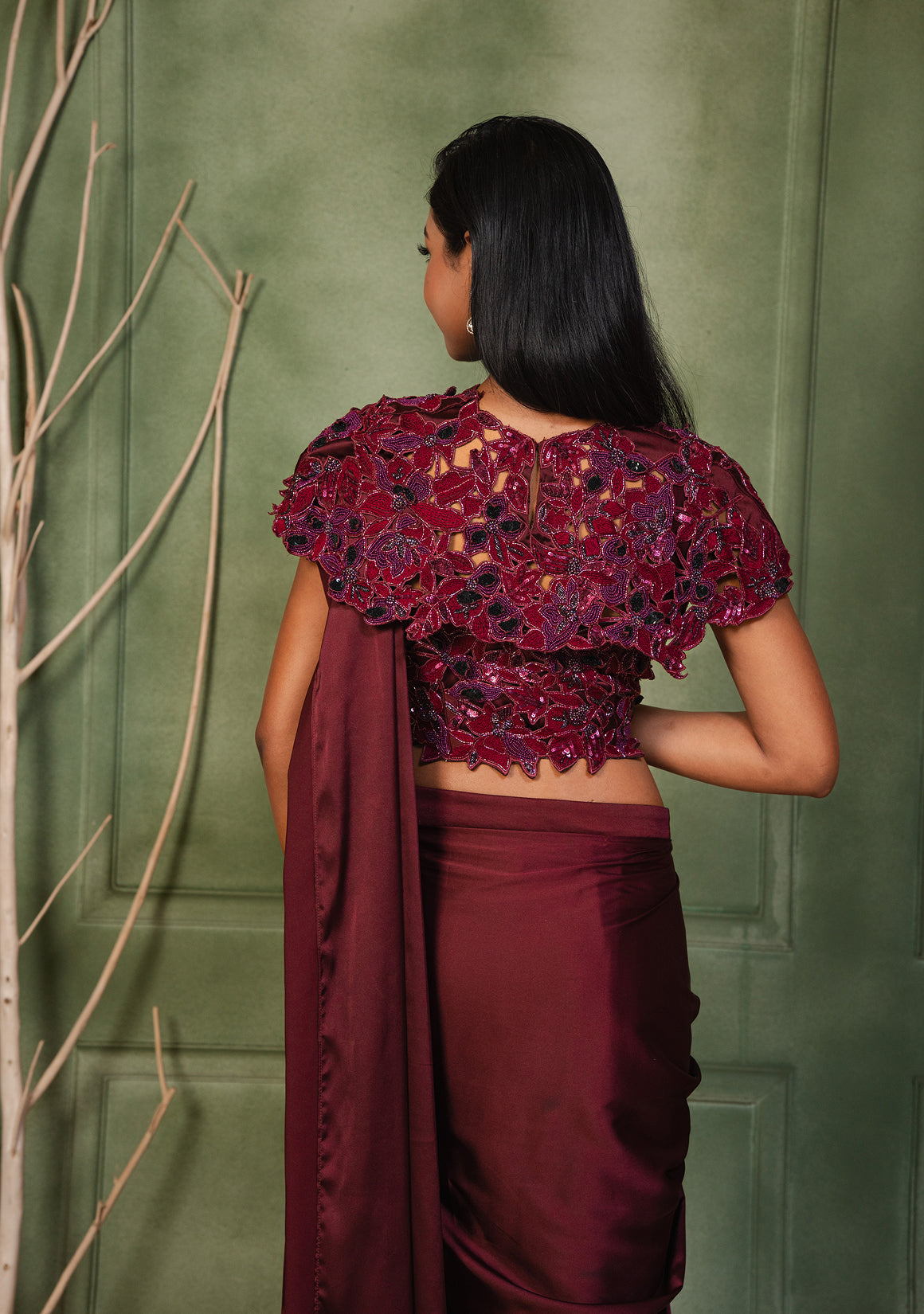Viara Maroon Bloom Drape