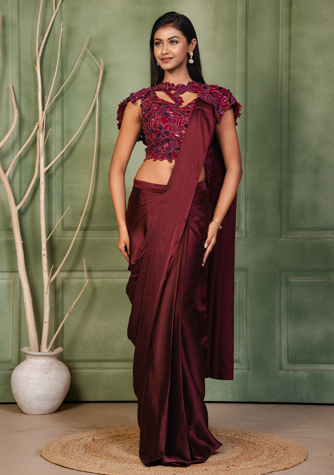 Viara Maroon Bloom Drape