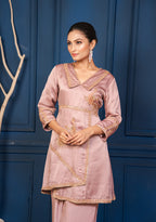Elara The Mauve Satin Embroidered Co-ord Set