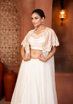 Ivory Mist Cape lehenga