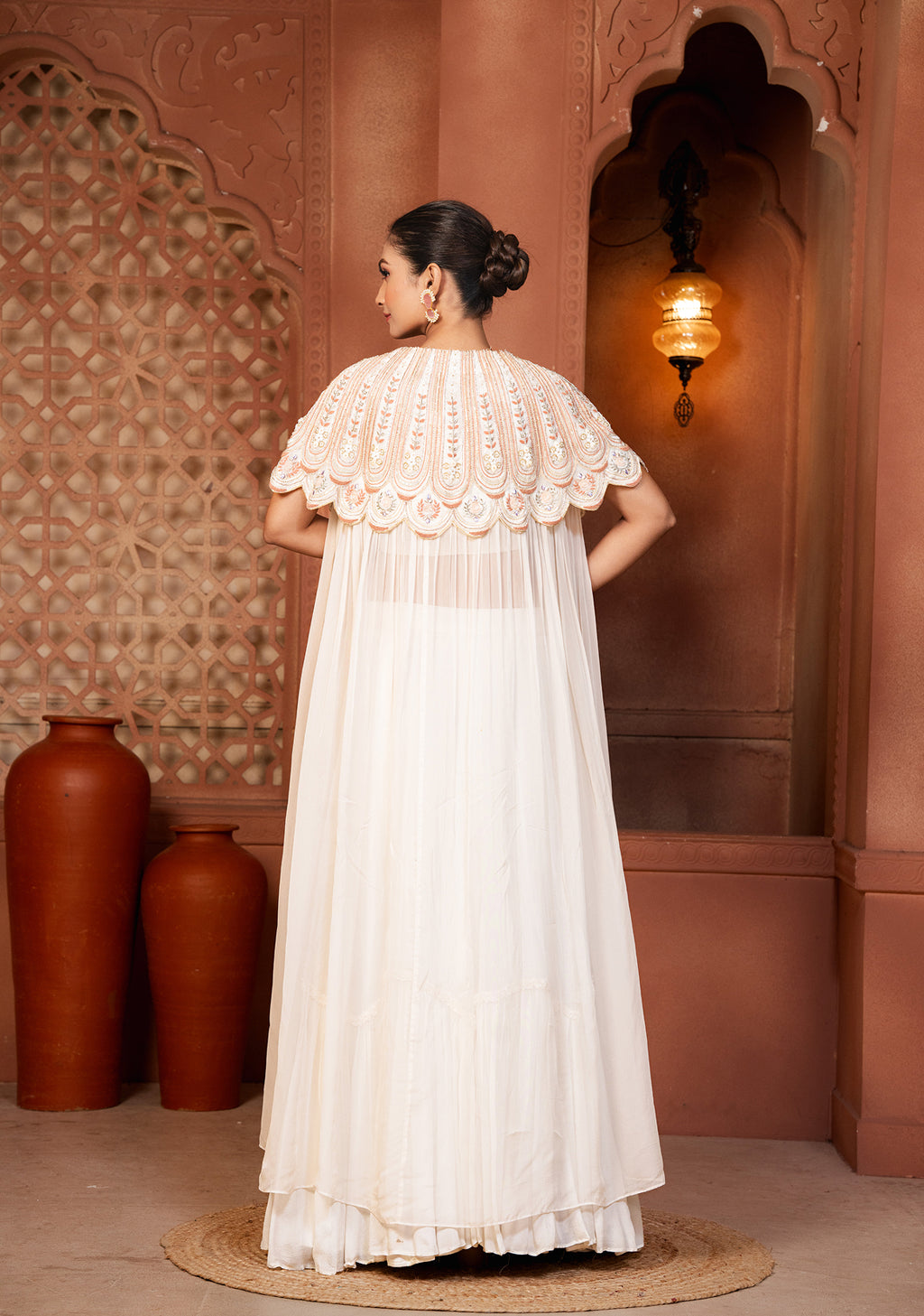 Ivory Mist Cape lehenga