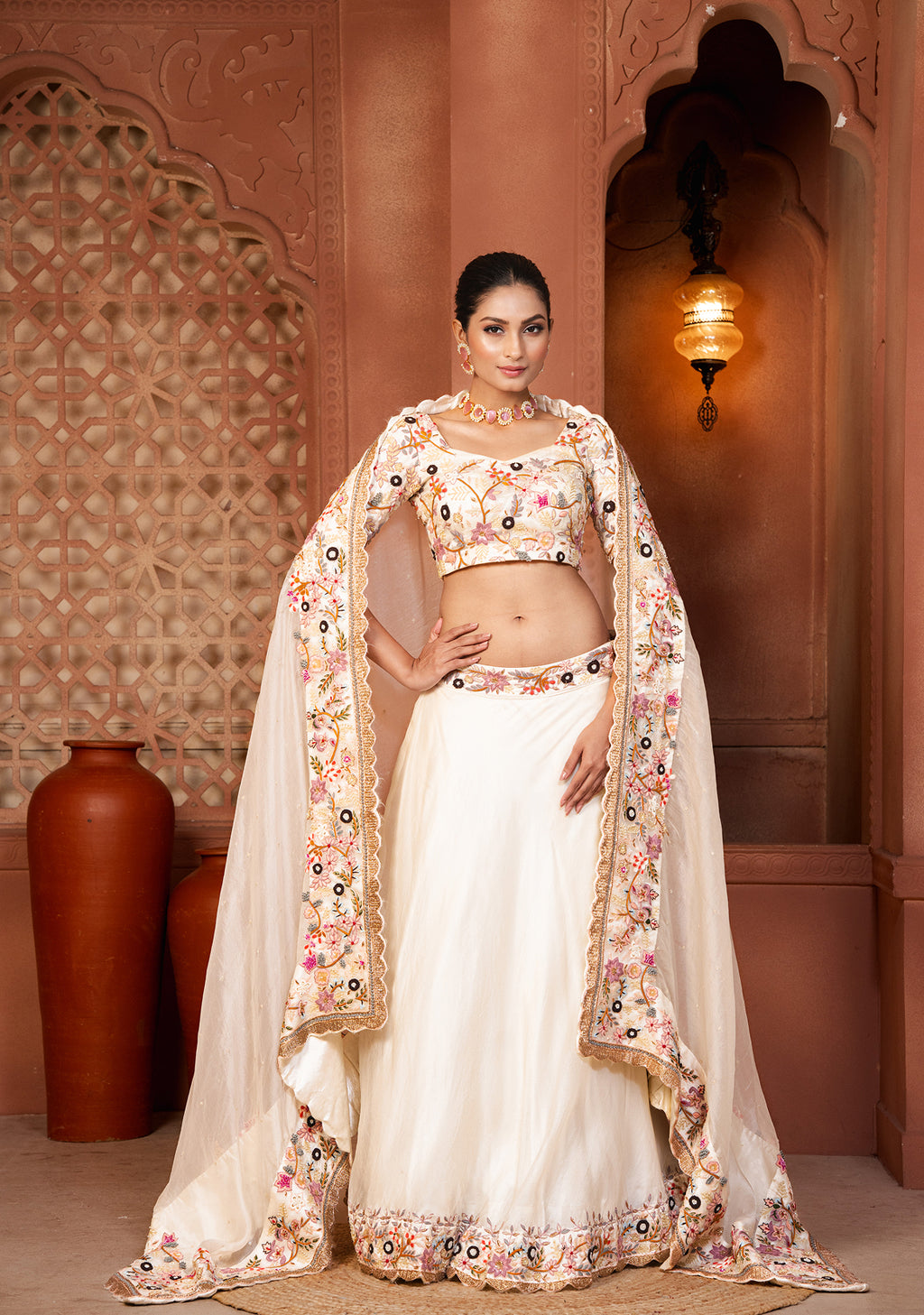 Ivory Floral Bloom Lehenga
