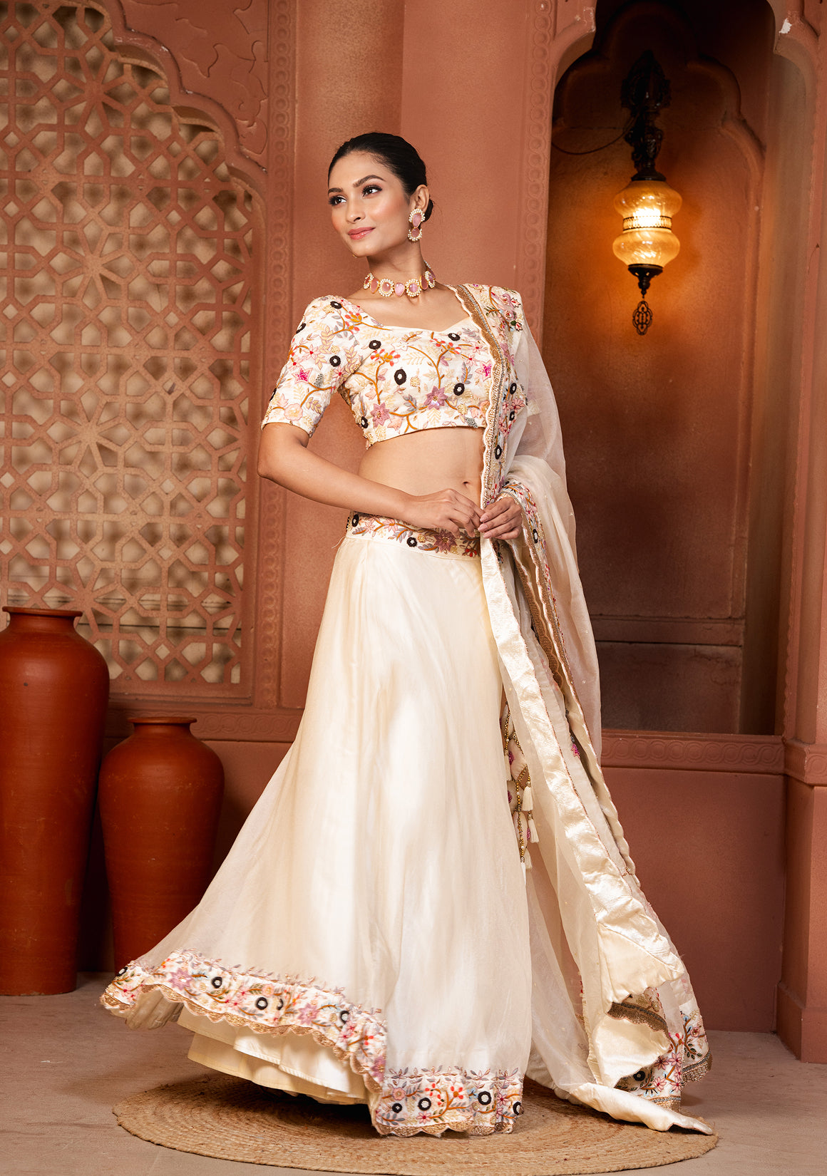 Ivory Floral Bloom Lehenga