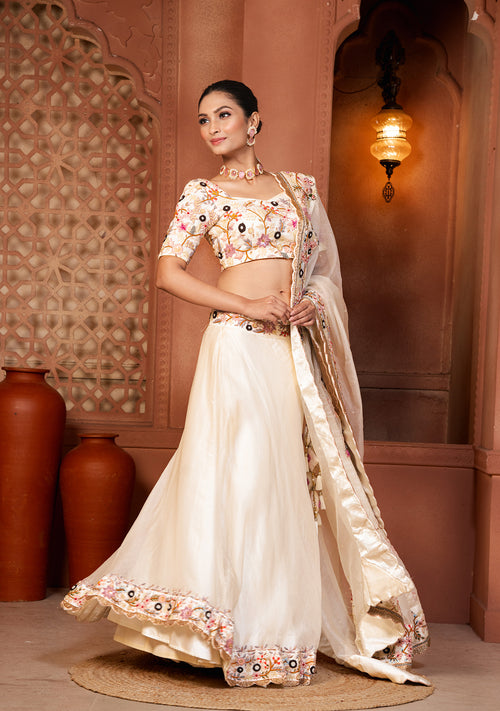 Ivory Floral Bloom Lehenga