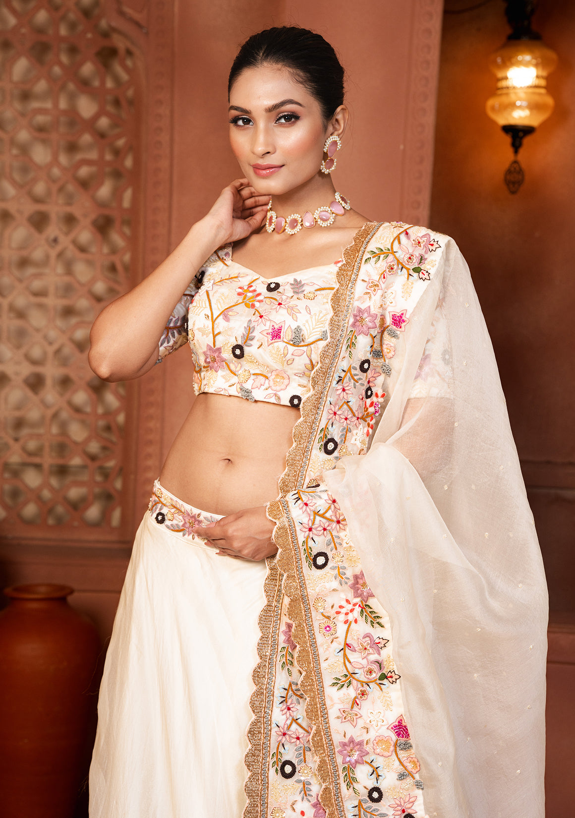 Ivory Floral Bloom Lehenga